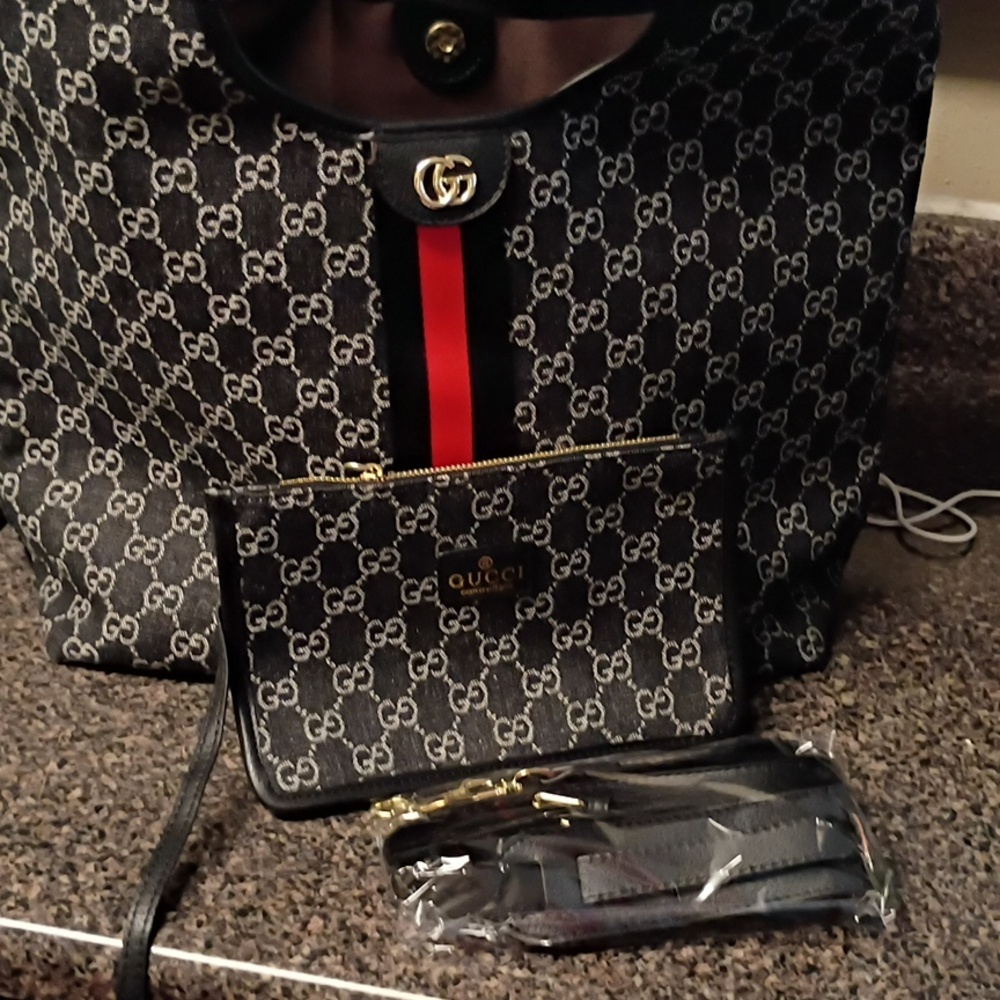 Source Unknown Black and Red Patterned Tote Bag N… - image 8